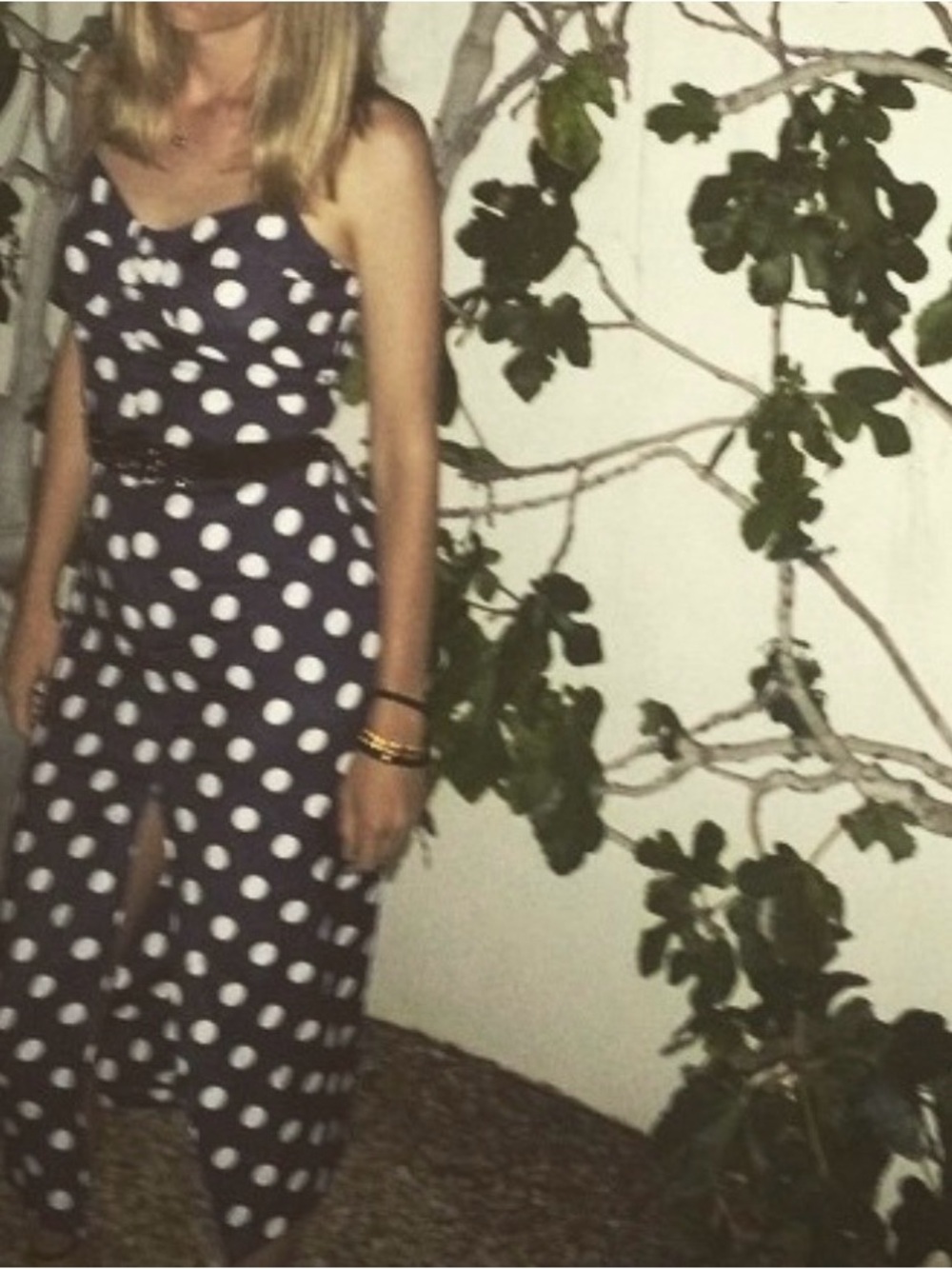 Vintage Navy Polka Dot Midi Dress